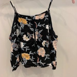Black float crop top with flowers!